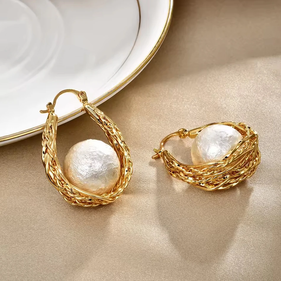 Дизайнерские серьги OEM Custom Jewelry Niche, сплетенные из конопли, роскошные высококачественные бу