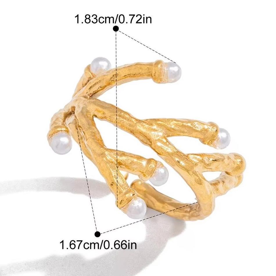 Ювелирные изделия OEM Custom Jewelry из нержавеющей стали неправильной формы, водонепроницаемые ювелирные изделия высокого качества с позолотой 18 Карат, геометрическое женское модное кольцо