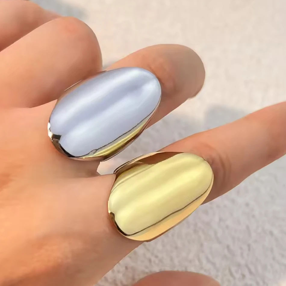 Простые гладкие широкие геометрические открытые винтажные кольца Eternity Band Не тускнеют от воды