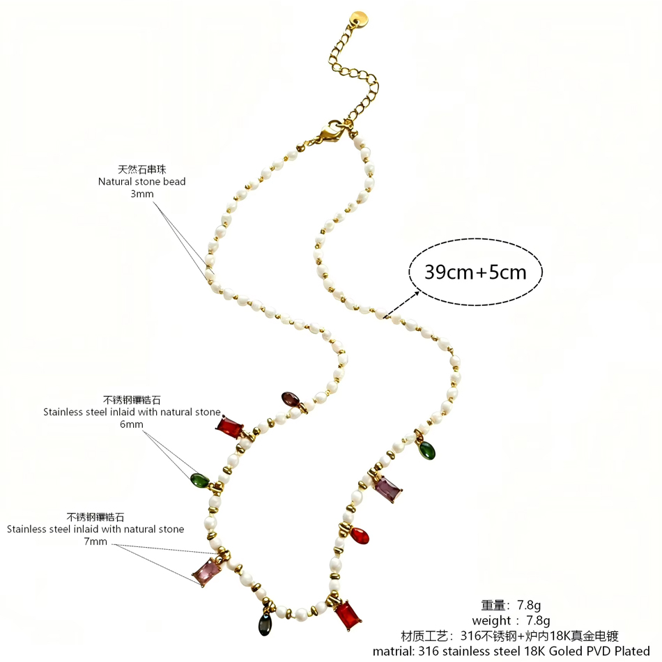 OEM Custom Jewelry Fashion Colored Dopamine Bead Цирконовое ожерелье из нержавеющей стали высокого класса на ощупь, цепочка для ключиц для женщин